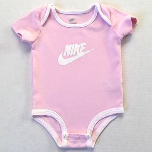 Nike Pink & White Logo Onesie, 3/6 Months